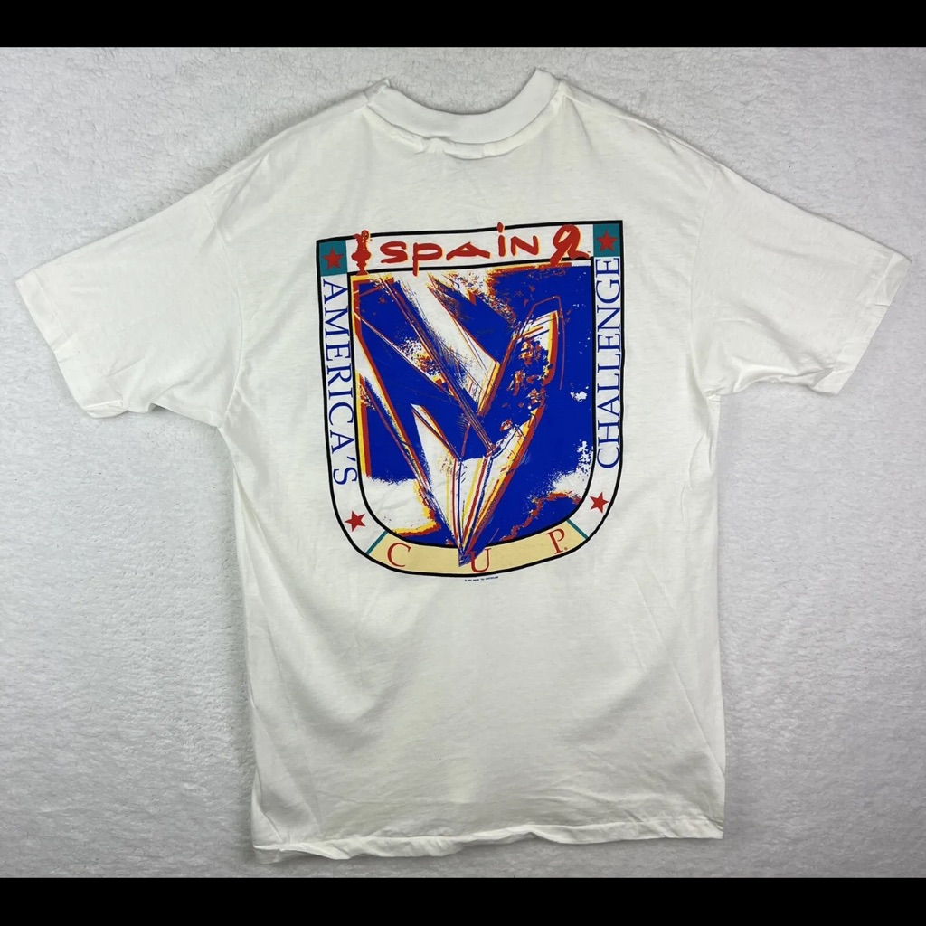 Vintage Americas Cup Shirt Mens Extra Large White Spain Tee Single Stitch 1991